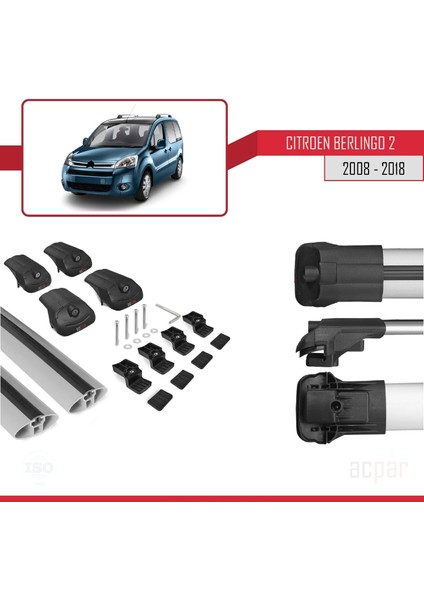 Citroen Berlingo 2008-2018 Arası ile Uyumlu Ace-1 Ara Atkı Tavan Barı Gri