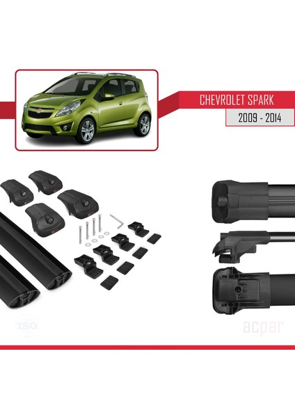 Chevrolet Spark 2009-2014 Arası ile Uyumlu Ace-1 Ara Atkı Tavan Barı Siyah