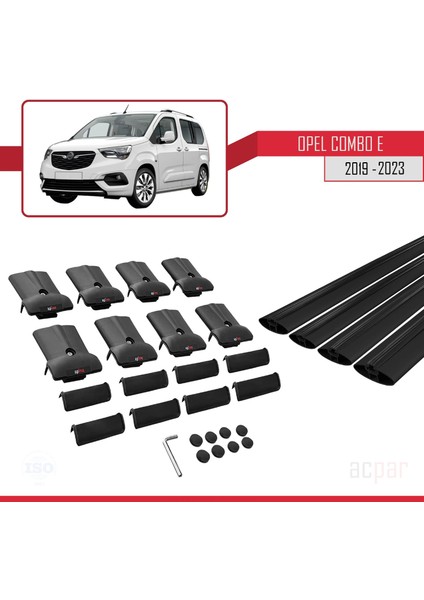 Opel Combo (E) 2019 ve Sonrası ile Uyumlu Fly Model Ara Atkı Tavan Barı Siyah 4 Adet Bar indirimleri