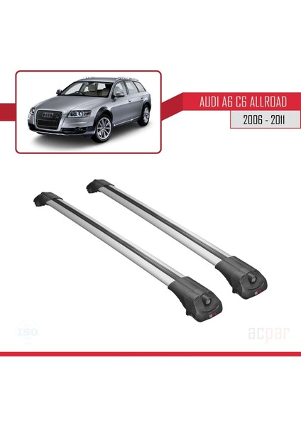 Audi A6 (C6) Allroad 2006-2011 Arası ile Uyumlu Ace-1 Ara Atkı Tavan Barı Gri