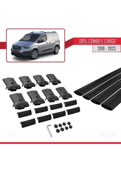 Opel Combo (E) Panelvan 2019 ve Sonrası ile Uyumlu Fly Model Ara Atkı Tavan Barı Siyah 4 Adet Bar indirimleri