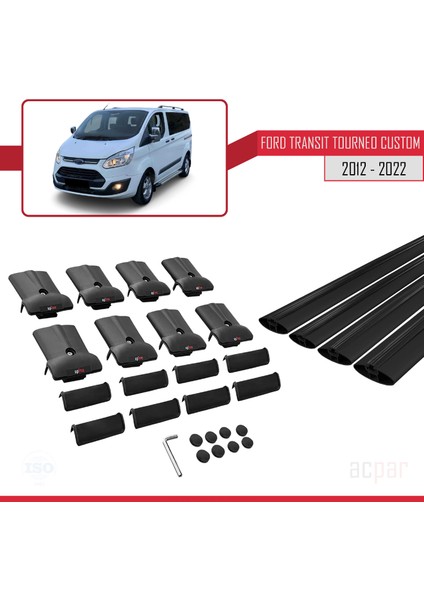 Ford Transit Tourneo - Custom 2007-2017 Arası ile Uyumlu Fly Model Ara Atkı Tavan Barı Siyah 4 Adet Bar indirimleri