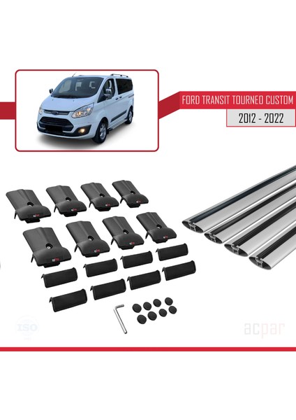 Ford Transit Tourneo - Custom 2007-2017 Arası ile Uyumlu Fly Model Ara Atkı Tavan Barı Gri 4 Adet Bar indirimleri