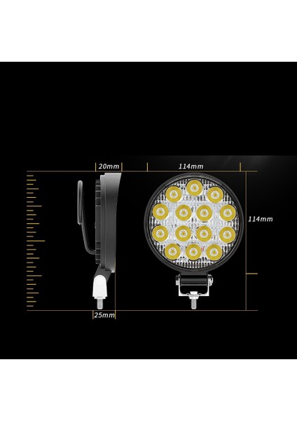 Off Road 14 Led 42 Watt Yuvarlak Traktör Tır Kamyon Tekne Sis Farı Projektör Çalışma Lambası