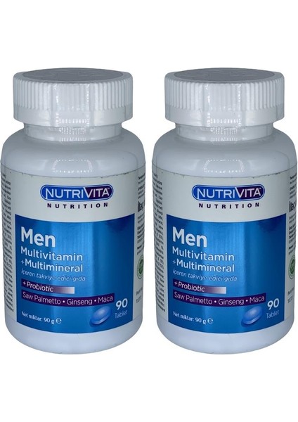 Men Multivitamin Multimineral 2 x 90 Tablet Probiotic Saw Palmetto Ginseng Maca