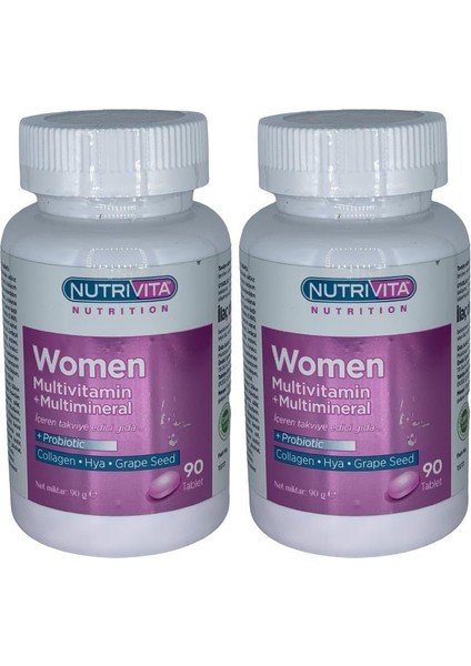 Women Multivitamin Multimineral 2 x 90 Tablet Probiotic Hidrolize Collagen