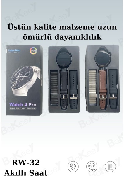 Watch 4 Curved Amoled Ekran Gps 3 Kordon Akıllı Saat Watch 8