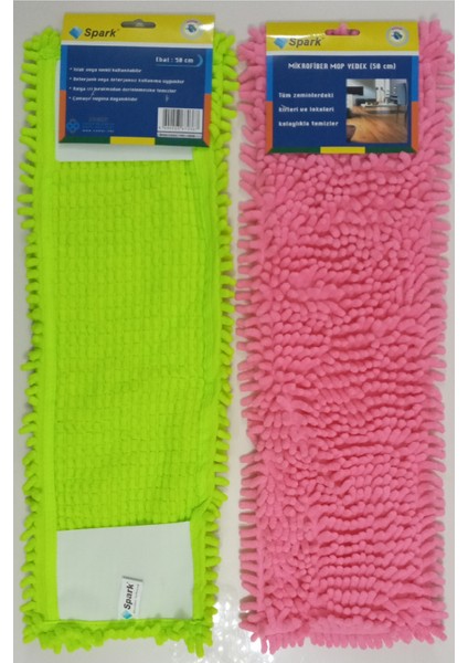 2 Adet Spark Makarna Mop Ucu Mikrofiber Paspas Yedeği 50 cm