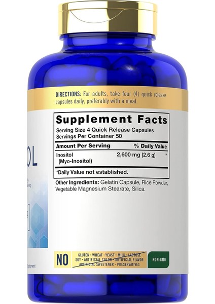 inositol 2600 mg Naturally Occurring Compound 200 Kapsul Büyük Boy