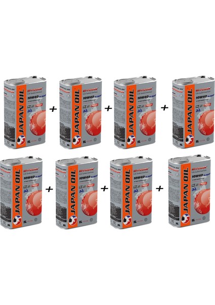 Japan Oil Japan 4t 10W40 Sl/ma2 Orange 1 Lt Motor Yağı (8 Adet)