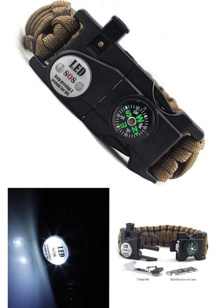 Paracord Hayatta Kalma Bilekliği Turuncu-Siyah