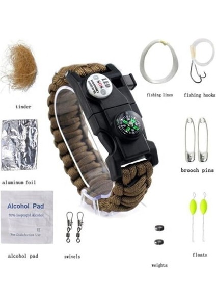 Paracord Hayatta Kalma Bilekliği Turuncu-Siyah fiyatları