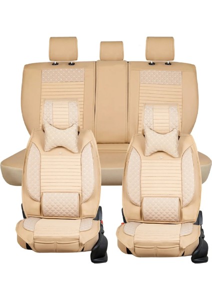 Jeep Comander Lüx Full Deri Oto Koltuk Kılıfı Ön Arka Takım Bej
