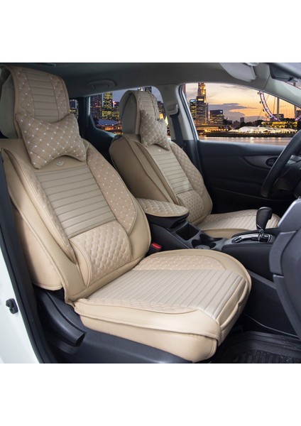 fiat Egea Hb Lüx Full Deri Oto Koltuk Kılıfı Ön Arka Takım Bej Giydirme Tip