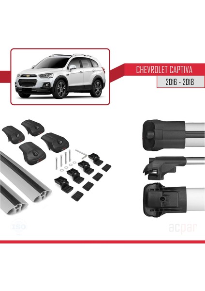 Chevrolet Captiva 2016-2018 Arası ile Uyumlu Ace-1 Ara Atkı Tavan Barı Gri