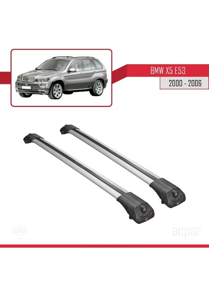Bmw X5 (E53) 2000-2006 Arası ile Uyumlu Ace-1 Ara Atkı Tavan Barı Gri