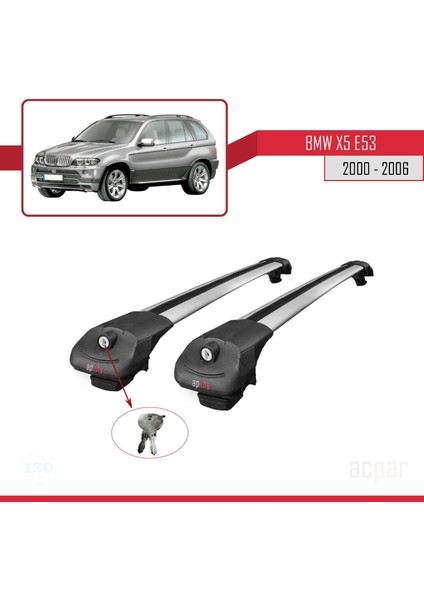 Bmw X5 (E53) 2000-2006 Arası ile Uyumlu Ace-1 Ara Atkı Tavan Barı Gri