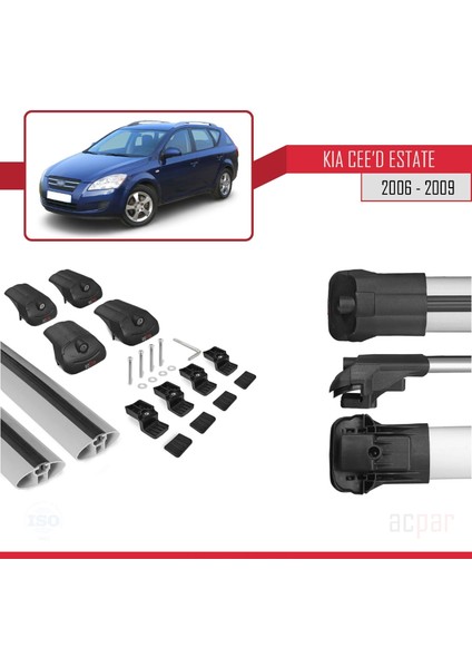 Kia Ceed Sw 2006-2009 Arası ile Uyumlu Ace-1 Ara Atkı Tavan Barı Gri indirimleri