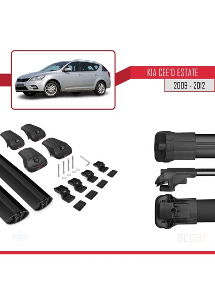 Kia Ceed Sw 2009-2012 Arası ile Uyumlu Ace-1 Ara Atkı Tavan Barı Siyah indirimleri