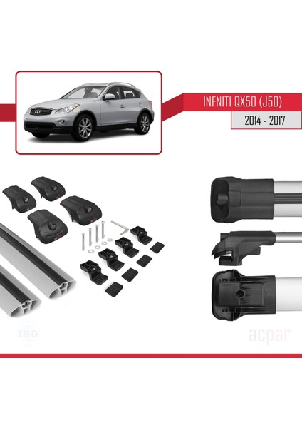 Infiniti QX50 (J50) 2014-2017 Arası ile Uyumlu Ace-1 Ara Atkı Tavan Barı Gri indirimleri