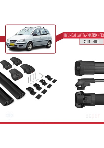 Hyundai Lavita / Matrix (Fc) 2001-2010 Arası ile Uyumlu Ace-1 Ara Atkı Tavan Barı Siyah indirimleri