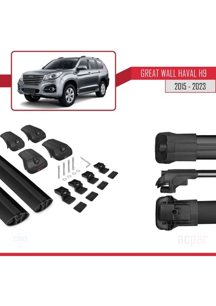 Great Wall Haval H9 2015 ve Sonrası ile Uyumlu Ace-1 Ara Atkı Tavan Barı Siyah indirimleri