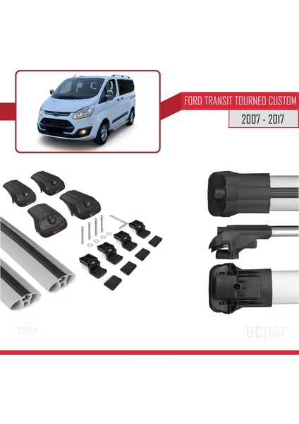 Ford Transit Tourneo - Custom 2007-2017 Arası ile Uyumlu Ace-1 Ara Atkı Tavan Barı Gri