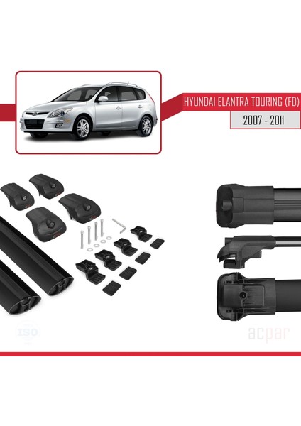 Hyundai Elantra Touring (Fd) 2007-2011 Arası ile Uyumlu Ace-1 Ara Atkı Tavan Barı Siyah indirimleri