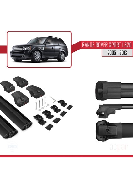Land Rover Range Rover Sport (L320) 2005-2013 Arası ile Uyumlu Ace-1 Ara Atkı Tavan Barı Siyah indirimleri