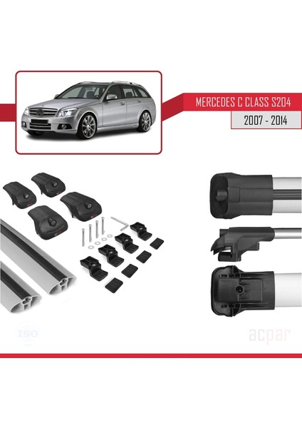 Mercedes C Class (S204) 2007-2014 Arası ile Uyumlu Ace-1 Ara Atkı Tavan Barı Gri indirimleri