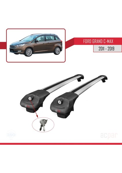 Ford Grand C-Max 2011-2019 Arası ile Uyumlu Ace-1 Ara Atkı Tavan Barı Gri