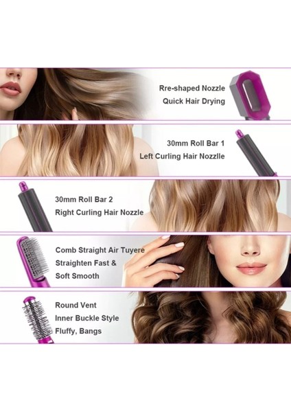 5 In 1 Profesyonel Saç Şekillendirici Fırça Taraklı Kurutma Fön Makinesi 1000 Watt indirimleri
