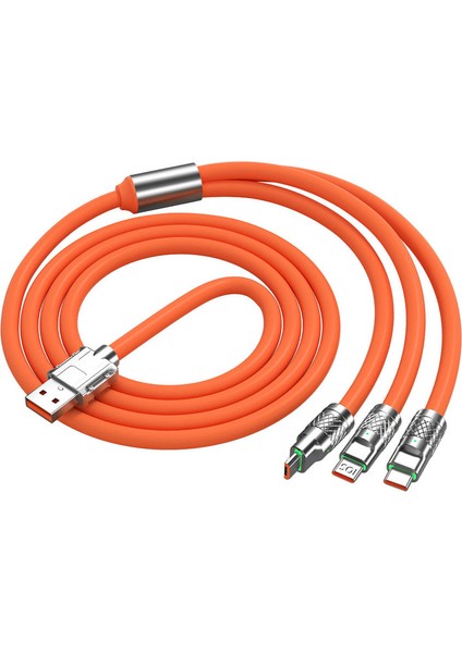 BN63 3in1 120W 6A Süper Hızlı Şarj Data Kablosu Kalın Silikon Kablo 1,2 Metre