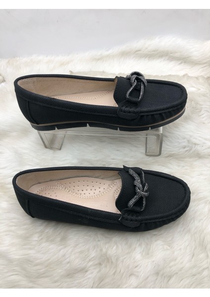 Çiğdem Siyah Taş Boğumlu Kadın Babet - Siyah - 36 - ST02571-13005