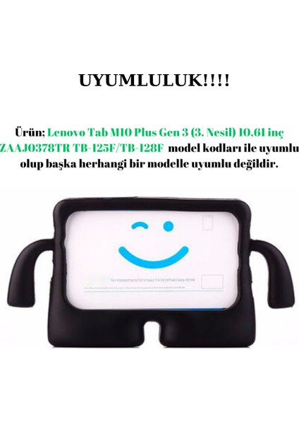 Lenovo Tab M10 Plus Gen 3 (3. Nesil) 10,61" ile Uyumlu Silikon Kollu Çocuklar Için Tablet Kılıfı