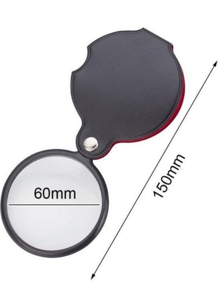 6x Mini Cep Katlanır Büyüteç Deri Kılıflı Cam Lensli 45 gr Okuma Lüp
