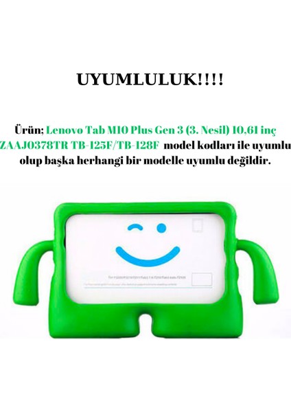Lenovo Tab M10 Plus Gen 3 (3. Nesil) 10,61" ile Uyumlu Silikon Kollu Çocuklar Için Tablet Kılıfı