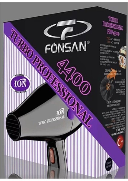 Turbo Profesyonel 2600 Watt Iyonlu Siyah Fön Makinesi Prf-Ion