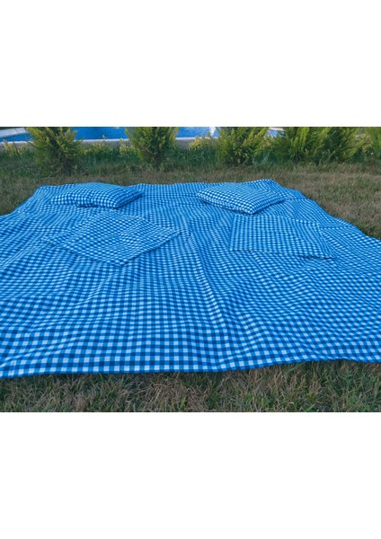 Mavi Pötikare Piknik Seti 5 Parça modelleri