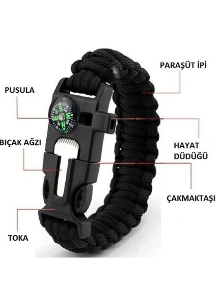 Survival Kamp Bileklik Düdük Çok Amaçlı