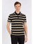 Erkek Siyah - Altın Striped Kısa Kol Polo Yaka T-Shirt 1