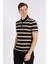 Erkek Siyah - Altın Striped Kısa Kol Polo Yaka T-Shirt 2