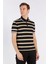 Erkek Siyah - Altın Striped Kısa Kol Polo Yaka T-Shirt 3