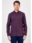 Erkek Koyu Mor Desenli Slim Fit Uzun Kol Gömlek 1