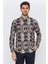 Erkek Kahverengi Multicolor Desenli Slim Fit Uzun Kol Gömlek 1