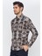 Erkek Kahverengi Multicolor Desenli Slim Fit Uzun Kol Gömlek 2