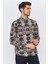 Erkek Kahverengi Multicolor Desenli Slim Fit Uzun Kol Gömlek 3