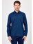 Erkek Koyu Lacivert Desenli Slim Fit Uzun Kol Gömlek 1