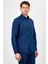 Erkek Koyu Lacivert Desenli Slim Fit Uzun Kol Gömlek 3