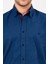 Erkek Koyu Lacivert Desenli Slim Fit Uzun Kol Gömlek 4